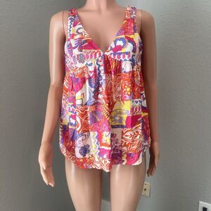 Andree by Unit Sleeveless Blouse Tank Top Women Sz SMALL Boho Floral NWT #67